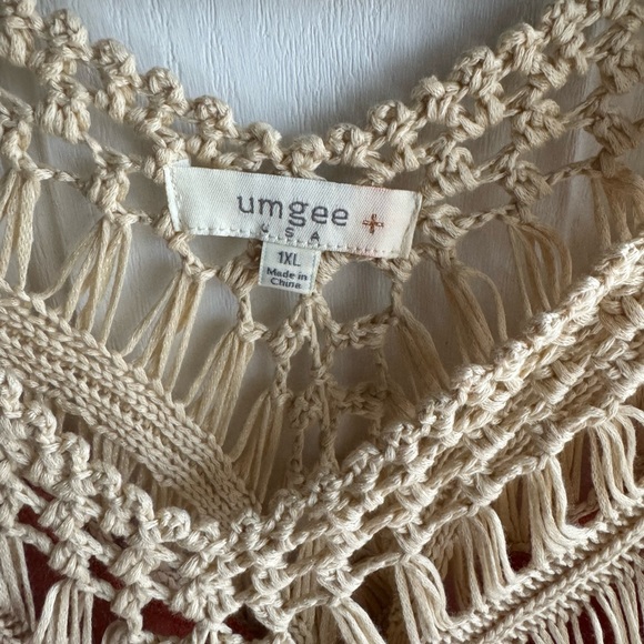 Umgee Women’s orange Tiered boho Crochet Macrame Popover Tunic size 1X NWT - Picture 5 of 8